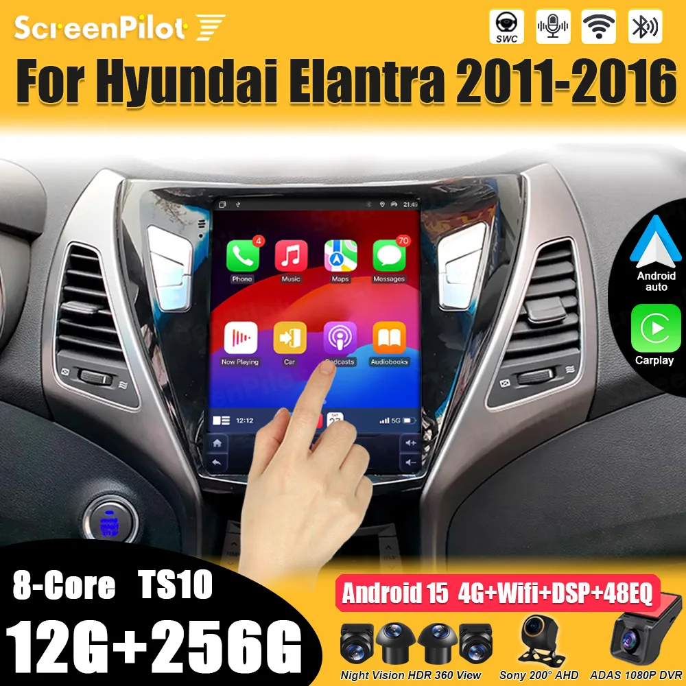 لشركة هيونداي إلنترا 2011 2012 2013 - 2016 أندرويد 15 متعدد الوقت dia5 مشغل فيديو نظام تحديد المواقع والملاحة بلوتوث شاشة تعمل باللمس 8 الأساسية
