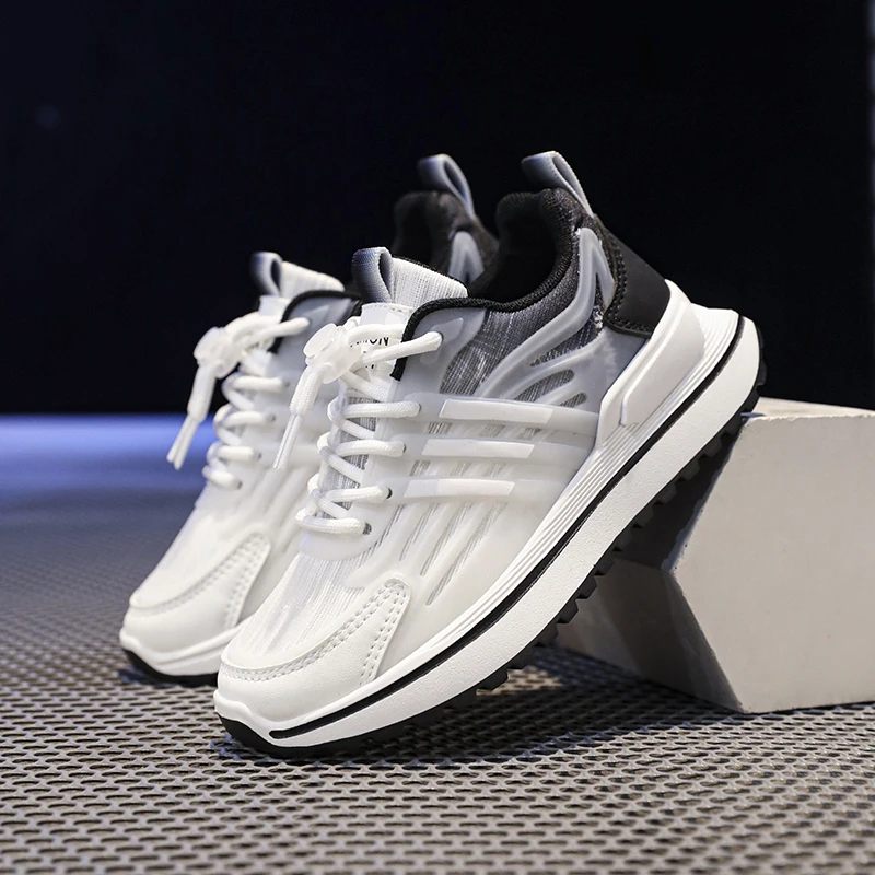 

Men's shoes 2025 new breathable mesh surface anti-slip shock absorption junior high school running shoes wear resistance
