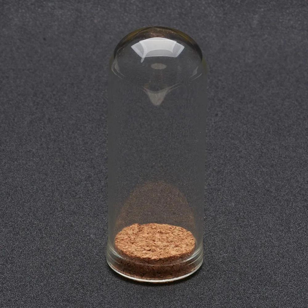 

100pcs Glass Dome Cloche Cover Bell Jar with Cork Base For House Container Dried Flower Display Decoration Clear 71.5x28mm