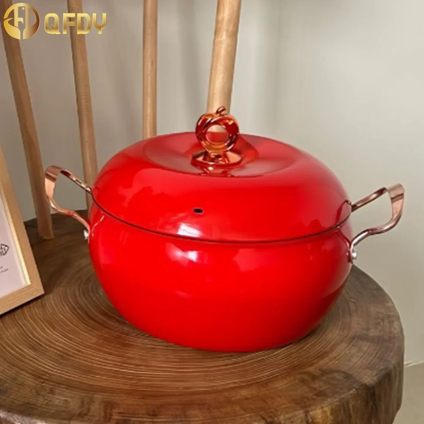 

8L New Apple non-stick cooking pot household health pot fine iron double ear pot large capacity gift casserole stew pat