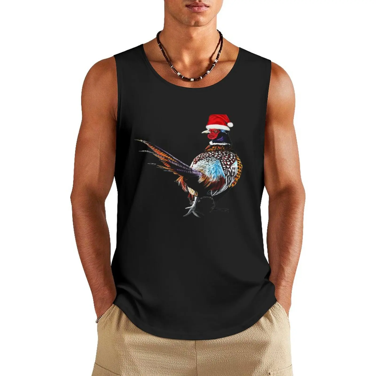 Christmas Pheasant - Festive pheasants - game bird-Christmas Pheasant art Tank Top anime gym men