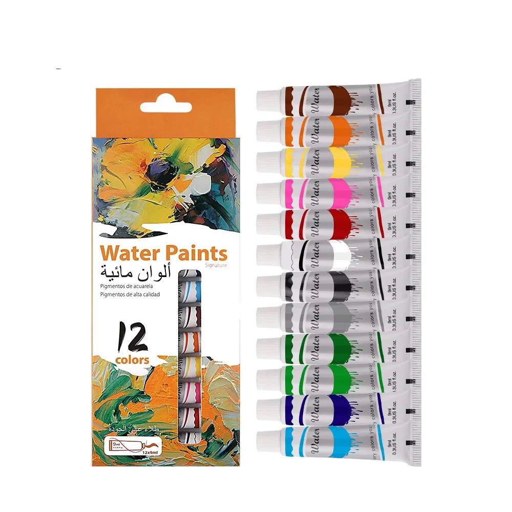 Pigmento aquarela para arte estudantil, pintura grafite, paredes DIY pintadas à mão, 12 cores, 9ml