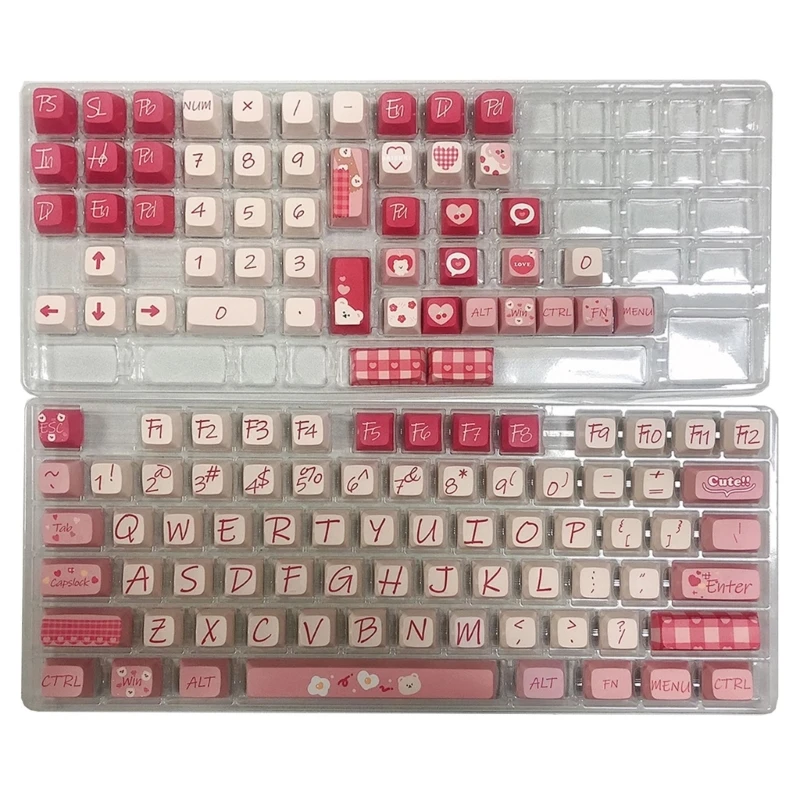 DN59 Chocolate Bear 126 клавиш MDA Keycaps PBT Сублимация красителя для механической клавиатуры