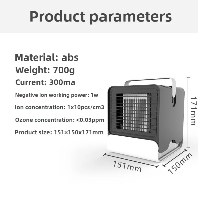 Ventilador de ar condicionado doméstico com umidificação mesa luz noturna ar condicionado íon negativo ventilador de refrigeração