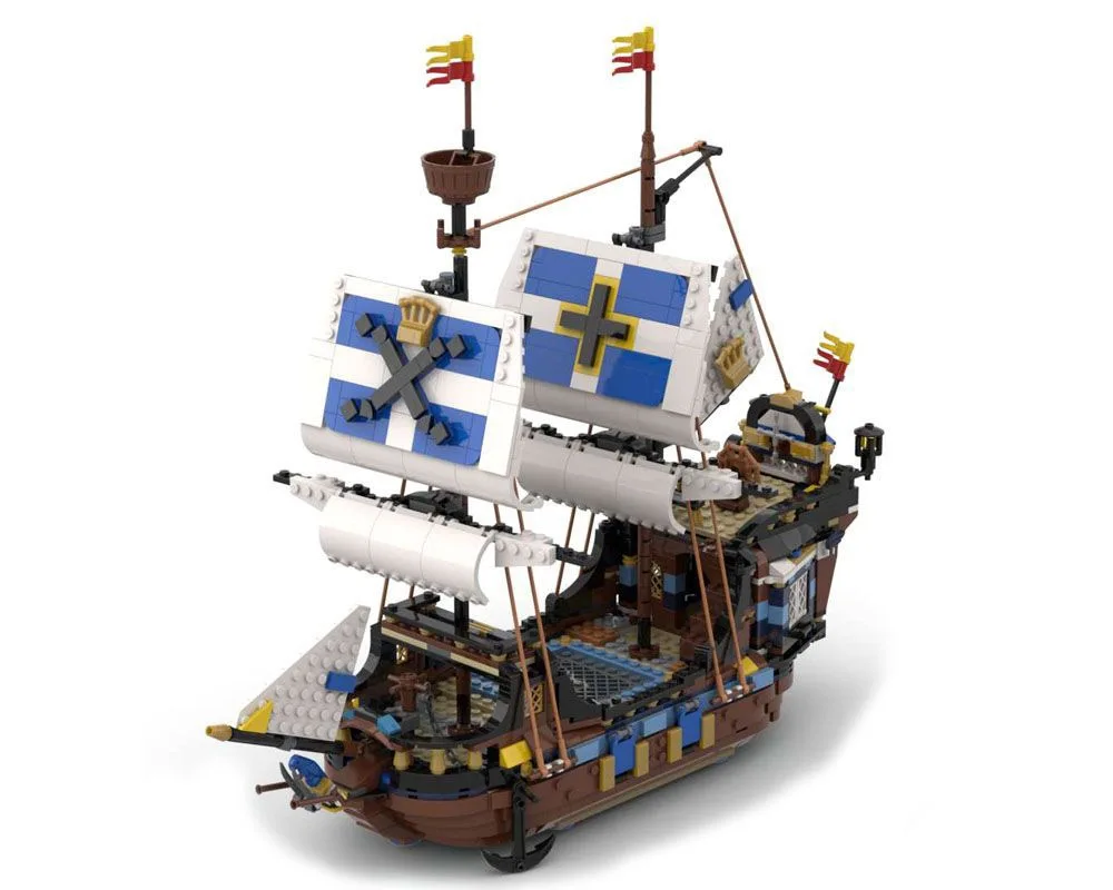 

MOC Empire Speed Boat Series Navy Warship Pirate Ship Exploration Brick Privateer Frigate DIY Creative Children's Toy Gift