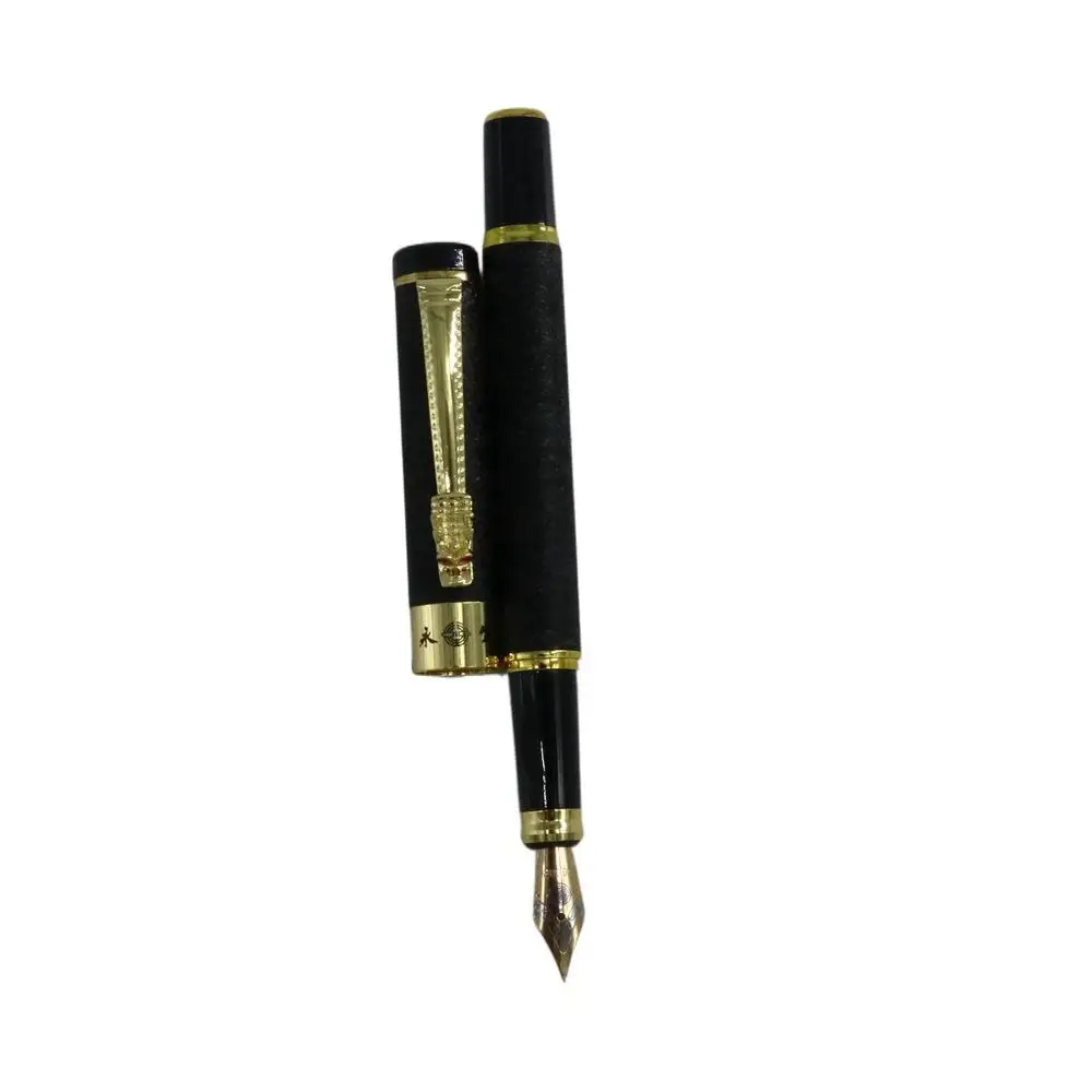 High Quality School Supplies Frosted Black Student Golden Dragon Luxury Business Ink Pen Writing Pen Ink Pen Fountain Pen