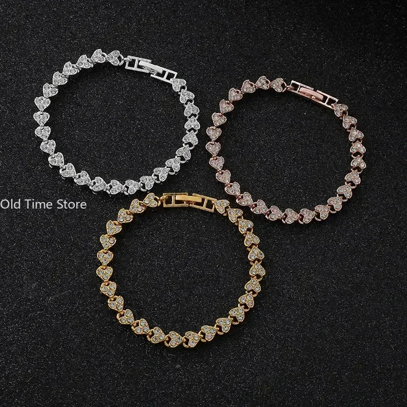 NEW Exquisite Luxury Roman Crystal Bracelet For Women Wedding Gift Korean Rose Gold Silver Color Chain Bracelets Jewelry