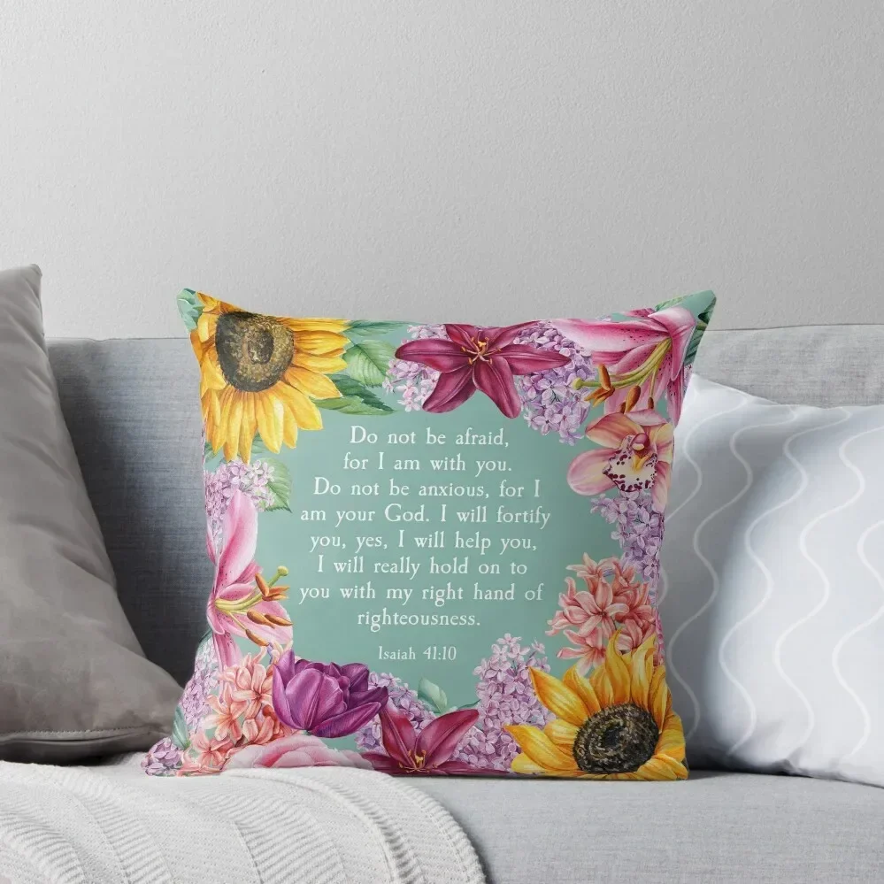 

Isaiah 41:10 (Floral Sunflower Roses) Throw Pillow Decorative Cushion Cover Christmas Pillows Pillow Cover pillow