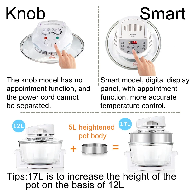 Air fryer 12L smart visual glass lightwave oven multi-function electric fryer oven air oven
