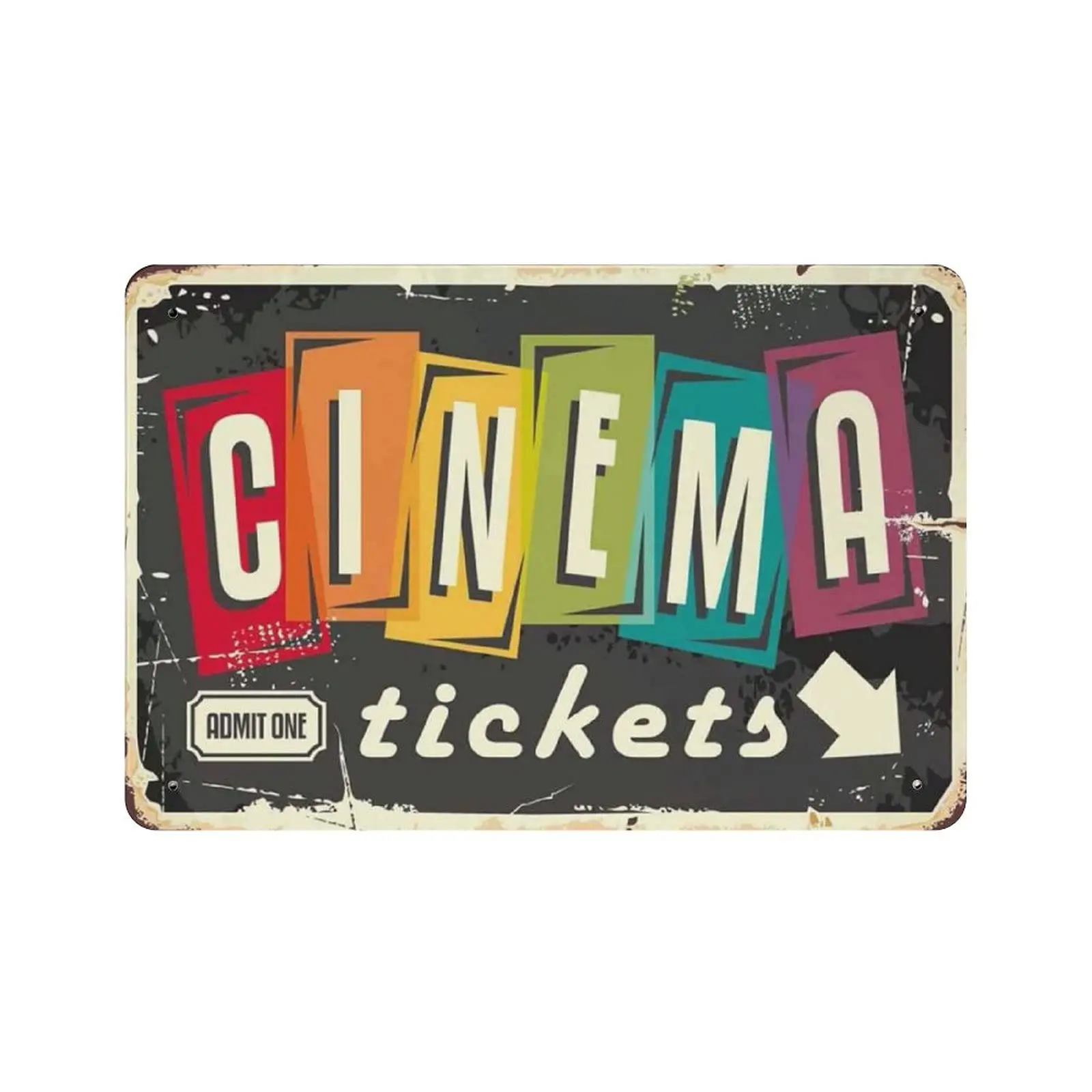 

Metal Tin Sign Cinema Tickets Movie Card Film Vintage Tin Poster Metal Sign Wall Decoration Country Kitchen Home Garage Decor 8&