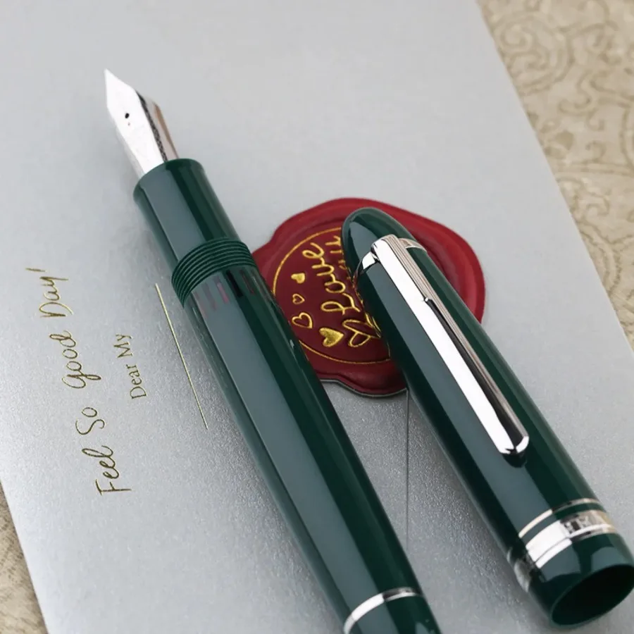 For MAJOHN Final Craftsman P136 Resin & Metal Copper Piston Ink Pen - Absorbing Visual Ink Window, Gift Pen for Writing Practice