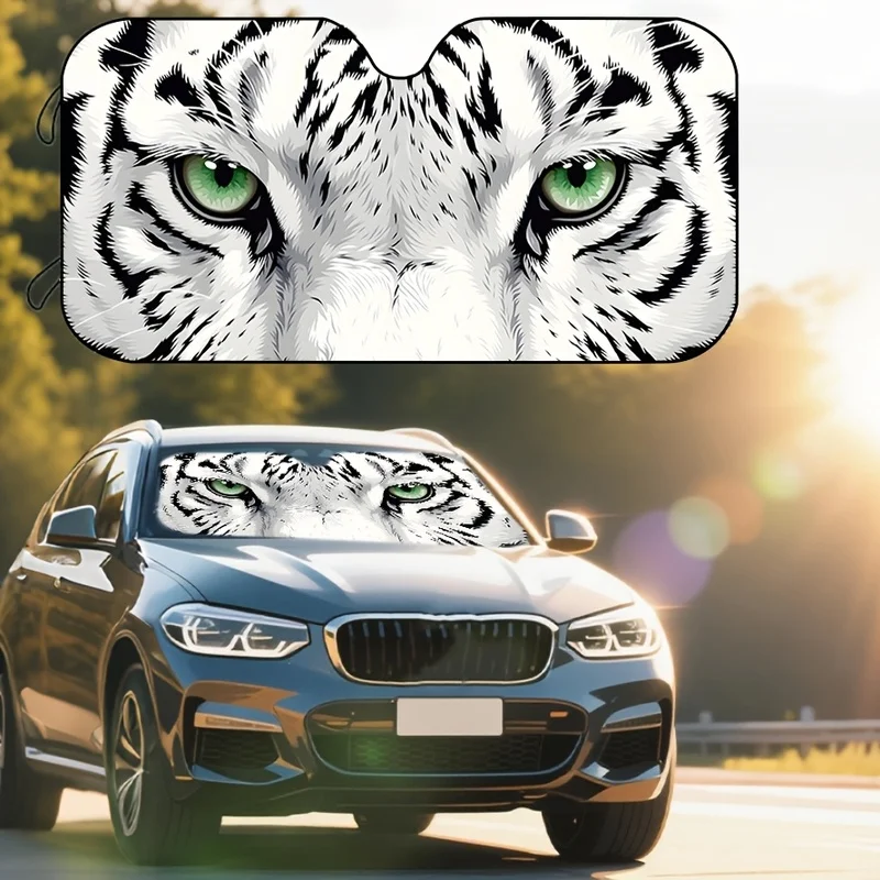 

Stunning White Tiger Pattern Car Sunshade-High Quality Cool Interior Design, Safe and Simple the Best Choice for Summer Driving