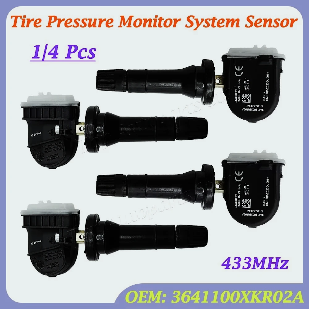 1 o 4 piezas para Great Wall Haval H6 Haval H9 Haval F7 F7X 3641100 Sensor  presión  neumáticos XKR02A TPMS 433MHz