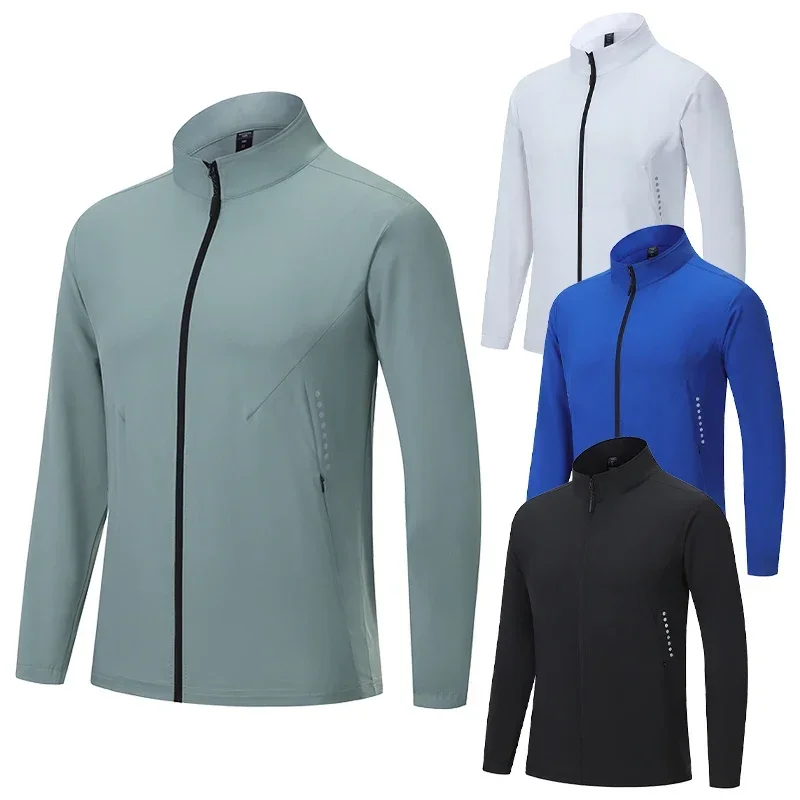 Men Running Training Elastic Coat Gym Tight Jacket Outdoor Cycling Sweatshirt Fitness Sunscreen Clothing Dry Fit Compression Top