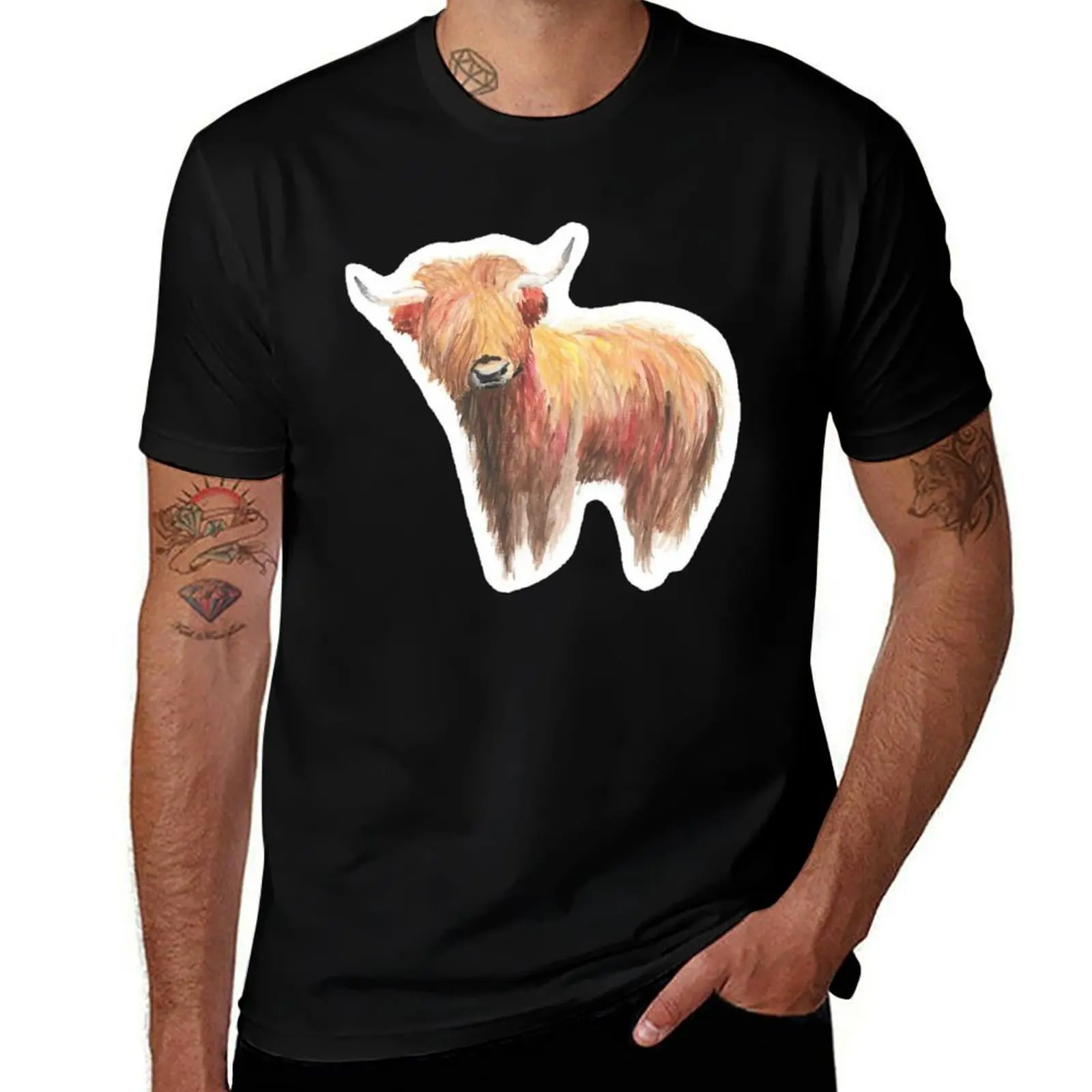 

highland cow T-Shirt oversized graphic tee hippie clothes fashion shirts affliction shirts T-shirt men