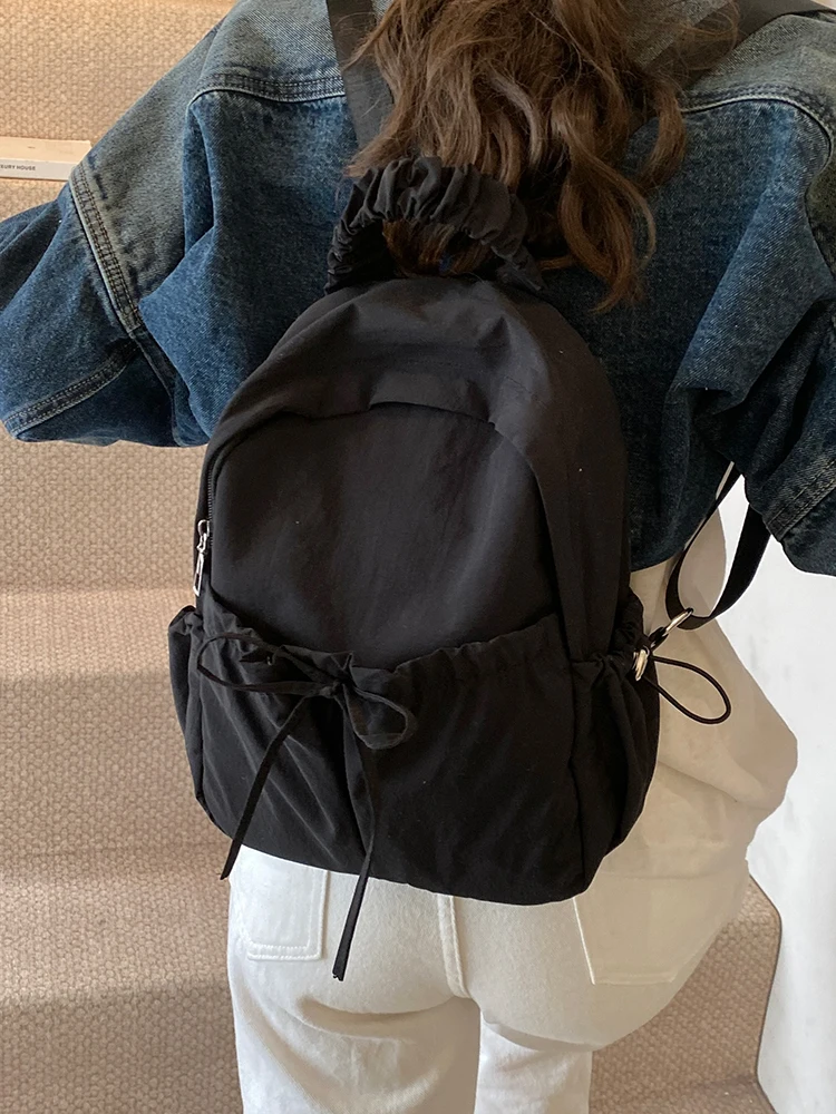 Простая сложенная парусиновая сумка с двойным уплотнением 2018, женская студенческая сумка для книг New Faion, новинка 2025 года, летняя универсальная сумка с узлом сзади B...