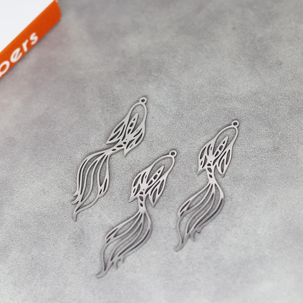 Lucky Koi Fish DIY Tassels Earring Vintage Necklace for Women Stainless Steel Pendant Charms for Jewelry Making Bulk Accessories