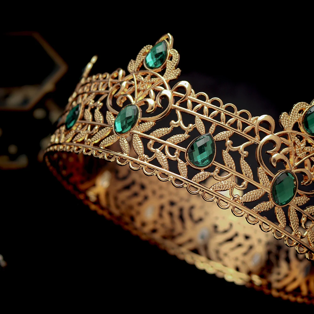Klassische Legierung Runde Krone Strass König & Königin Tiara Ornament Braut Hochzeit Party Anlass Festliches Kleid Haaraccessoires – Detail 11