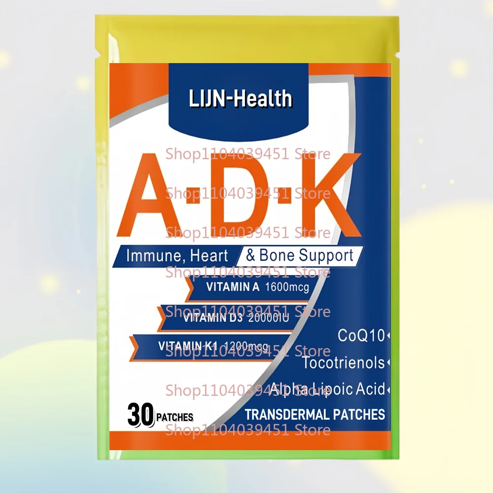 

30 Patches Vitamins A, D3 and K1 Transdermal Patches for Heart, Bone Health and Immune Support