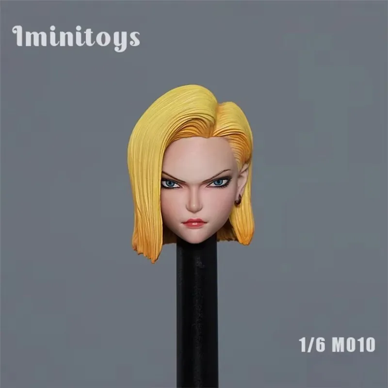 Iminitoys1/6 1/12 Scale Android18 Beauty Gilr Head Played Lazuli Head Sculpt Model Toy for 12/6'' Tbleague Pale Color Body Doll