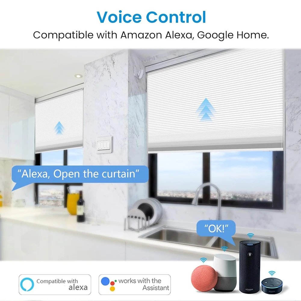 Interrupteur de rideau intelligent pour volet roulant, moteur électrique, application Tuya Smart Life, commande vocale avec commande vocale Alexa Google Home