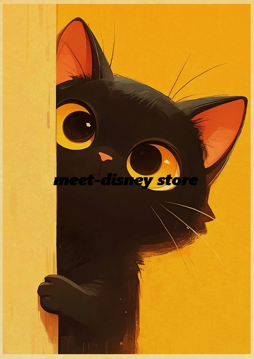 Animals behind the wall Print Posters Kraft Paper Skateboard Vintage Home Funny Pictures Wall Posters for Wall Bar Painting