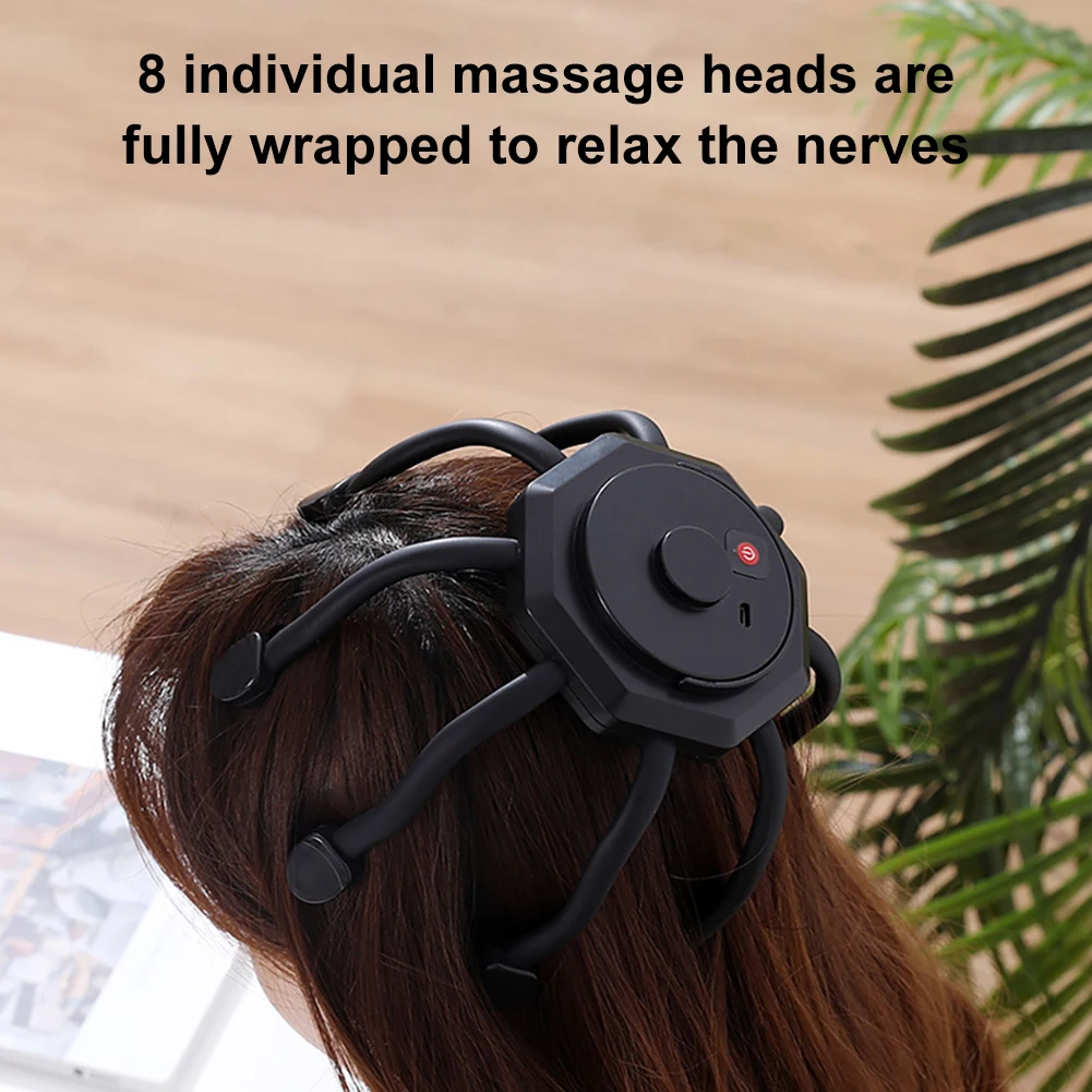 Head Electric Octopus Claw Scalp Massager Stress Relief Therapeutic Head Scratcher Stress Relief and Hair Stimulation