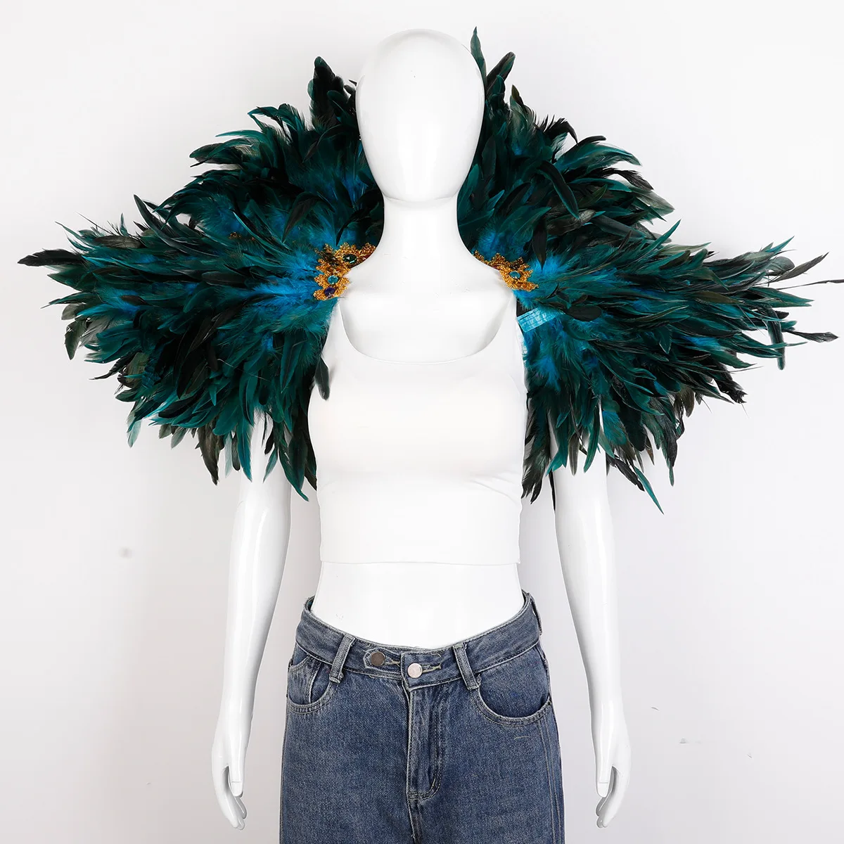 Feder Schal Halloween Karneval Kostüm Runway Leistung Ball Weste Schal Mantel Party Schal Cosplay Frau Schal – Detail 12