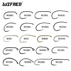 Wifreo 50pcs Barbed/Barbless Fly Fishing Hook Nymph Scud Caddis Fly Hooks Dry Fly Hooks Jig Streamer Clouser Wet Fly Tying Hook