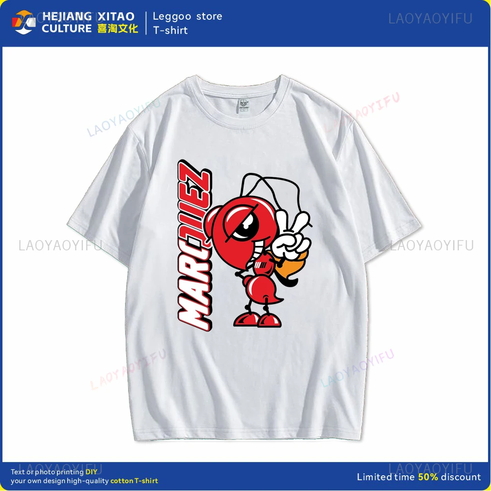 Marquez Casual Men's and Women's T-shirts Pure Cotton Motorcycle Racing Short Sleeves Comfortable Loose Clothing