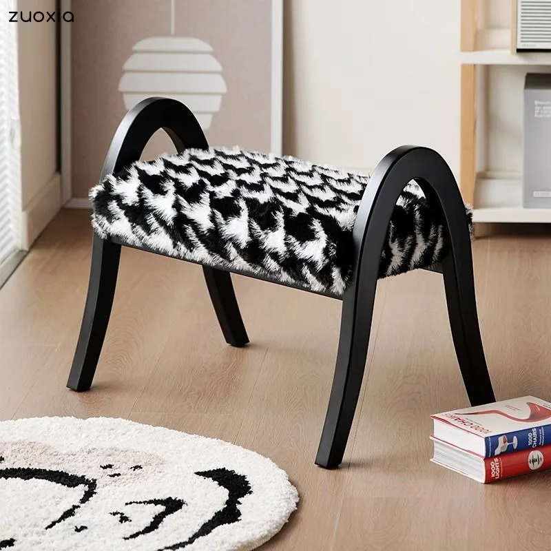 Second-hand Shoe Changing Stool Living Room Porch Retro Style Multi-purpose Sofa Low Stool Footrest Bedroom Dressing Stool