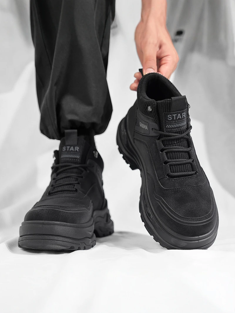 

Men's Casual Boots 2026 New Summer Soft Bottom Sports Increased Height Anti-slip Wear-resistant Black Labor Protection...