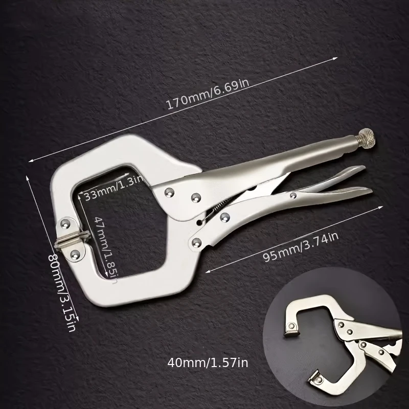 6.5inch Heavy-Duty Locking C-Clamp Pliers Adjustable Welding Clamp Clip and Regular Tips Woodworking Welding Fixing Hand Tool view 6