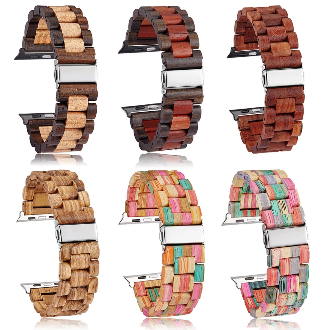 Wooden Watchband 20mm 22mm 24mm Width Watch Band Natural Bamboo Natural Wood Clock Belt Men Wristwatch Strap for iPhone