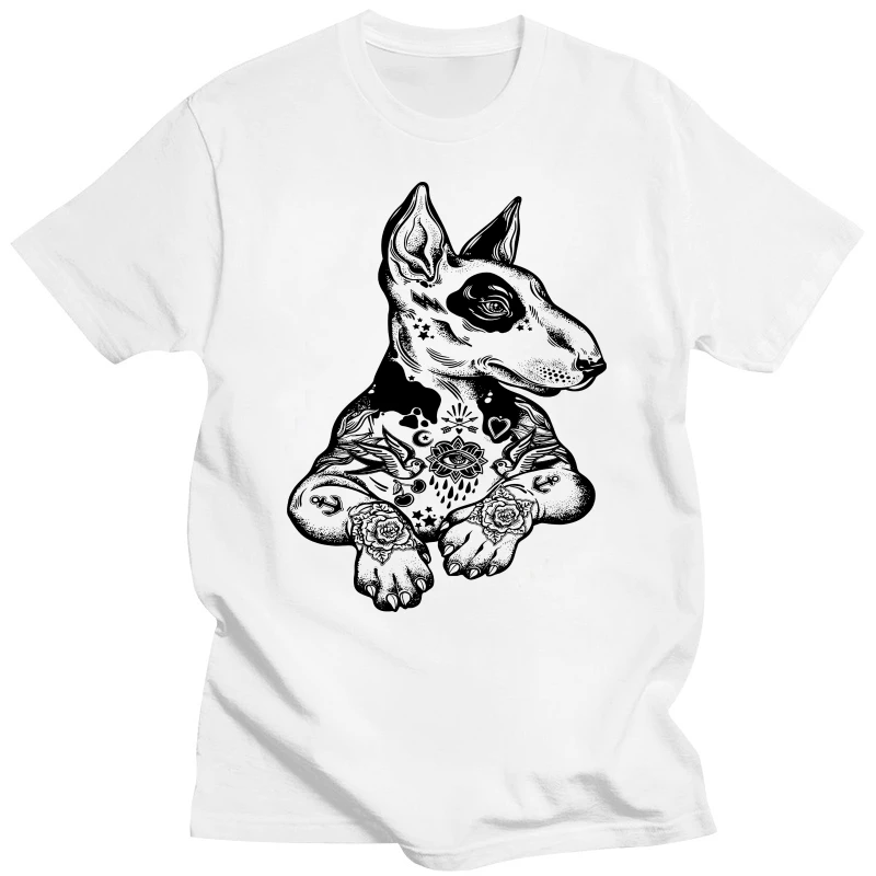 Pit Bull Terrier With Tattoos Hipster Large Print Men's T-Shirt  Cool Casual pride t shirt men Unisex Fashion tshirt free