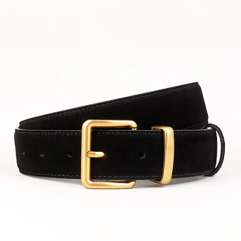 

3.5cmWomen's New Classic Square Buckle Versatile Belt, Ladies Retro Fashion Design Cowhide Suede Paired with Jeans Leather Belts