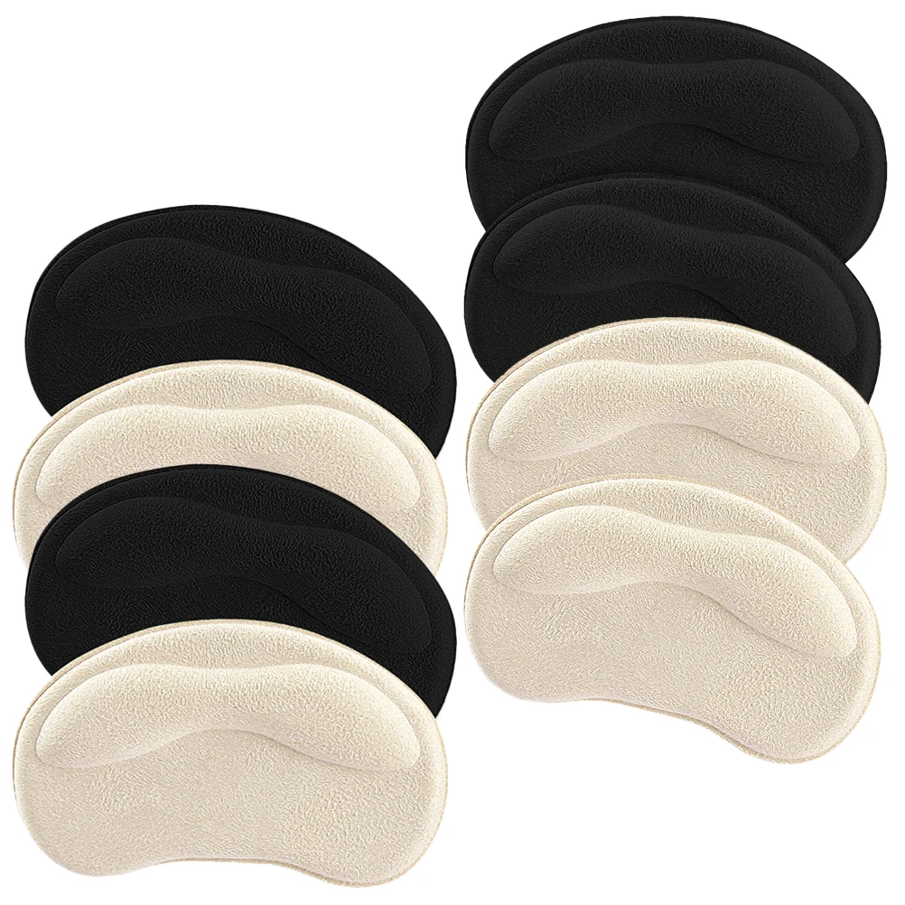 

8 Pcs Anti-wear Grips Black Beige 4 Pairs Soft Self-adhesive Heel Cushion Pads for Shoes Protect Feet Heel Protectors