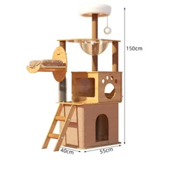 Cat Tower Multi-functional Climbing Scratching Tree  Sisal Post Board Cat Tower House Villa with Cattery Space Large and JumpToy