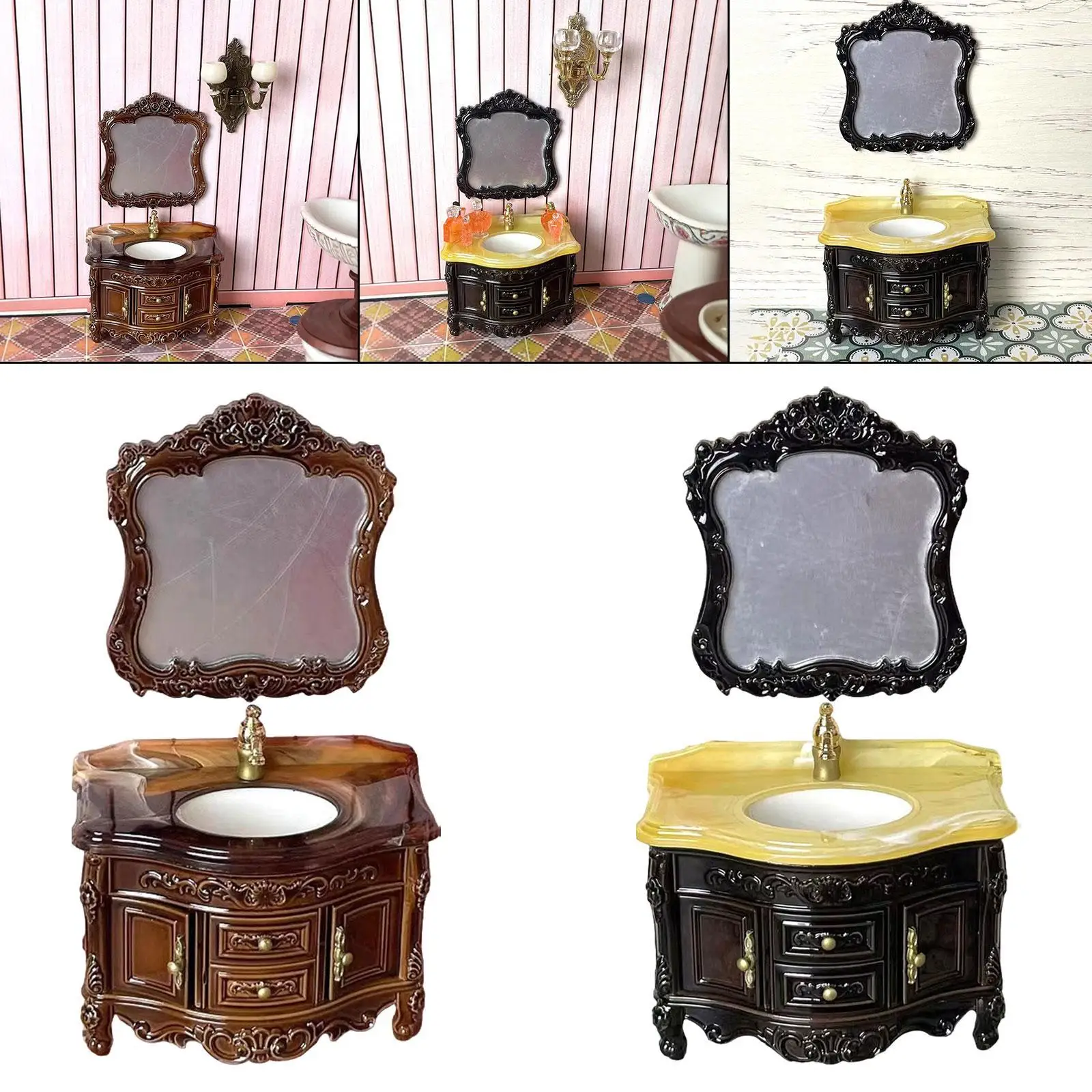 Vanité de salle de bain 1:12 avec tiroir, accessoires de bricolage pour modèle de bricolage, Micro cadeau de paysage