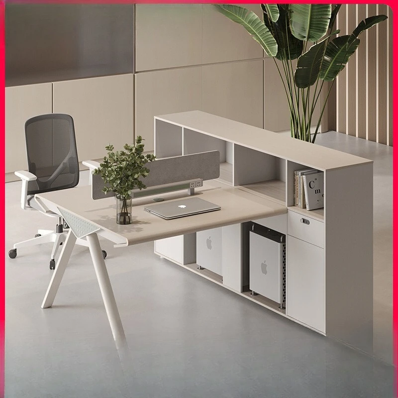 Financial desk, staff desk, booth double, 2 people, 4 face-to-face office, accounting, T-shaped screen table combination