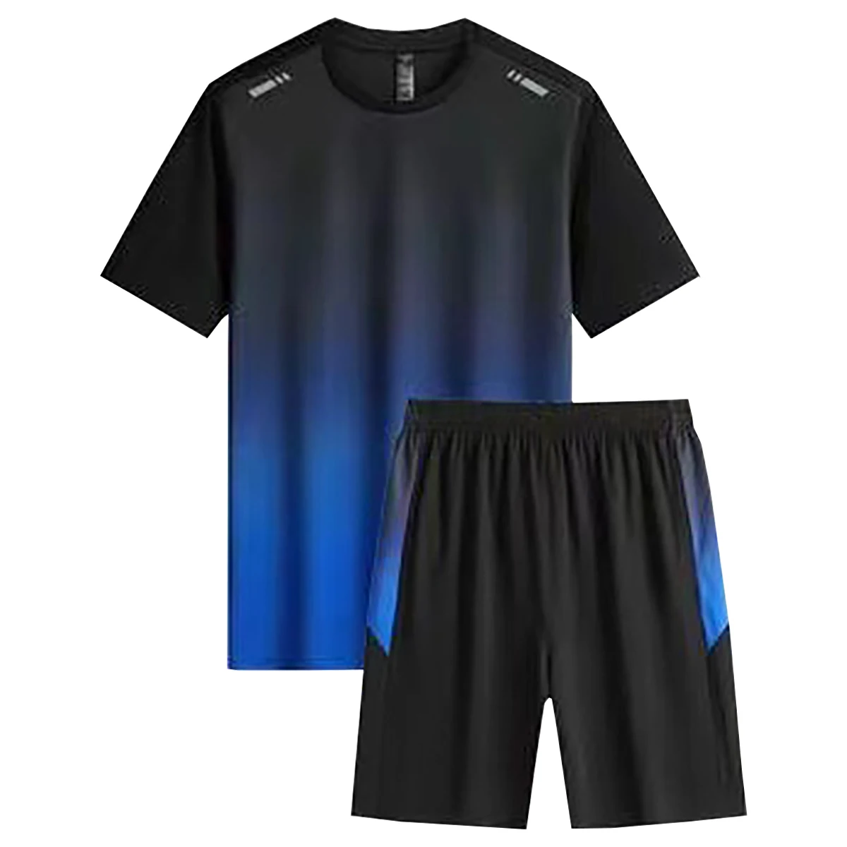 Men's Short Sleeved Quick Drying T-shirt Casual Shorts Gradient Color Top Sports Summer Youth Student Clothing