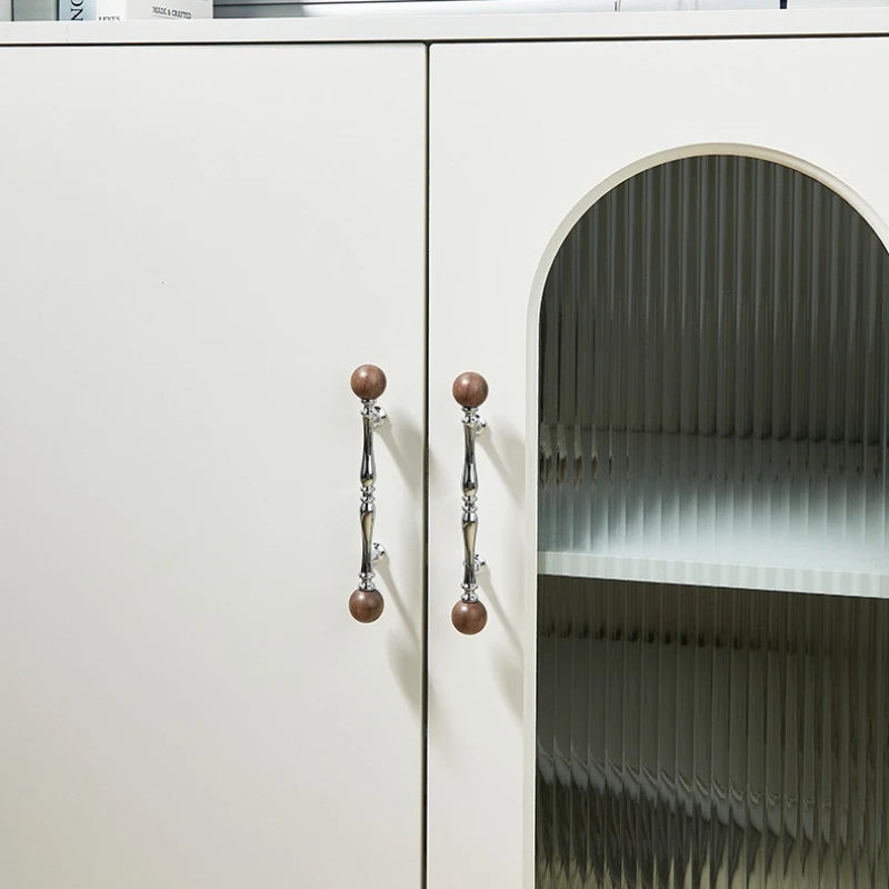 Naturholz mit Chrom-Messing Kreative Schlafzimmer-Kleiderschrankgriffe Küchenschrankgriffe Luxuriöse Schwarznuss-Schranktürknöpfe – Detail 6