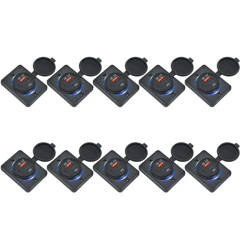 AB56-10X Car Socket 18W And QC 3.0 USB Quick Charge Socket Quick Charge 3.0 QC 3.0 For Car Boat Marine Rv Mobile