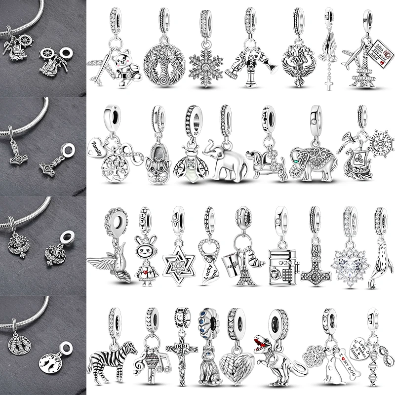 

Girl Butterfly Safety Chain Coffee Cup Flower Camera Charms 925 Sterling Silver Fits Original Women Anniversary DIY Jewelry Bead