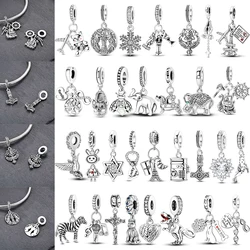 Girl Butterfly Safety Chain Coffee Cup Flower Camera Charms 925 Sterling Silver Fits Original Women Anniversary DIY Jewelry Bead