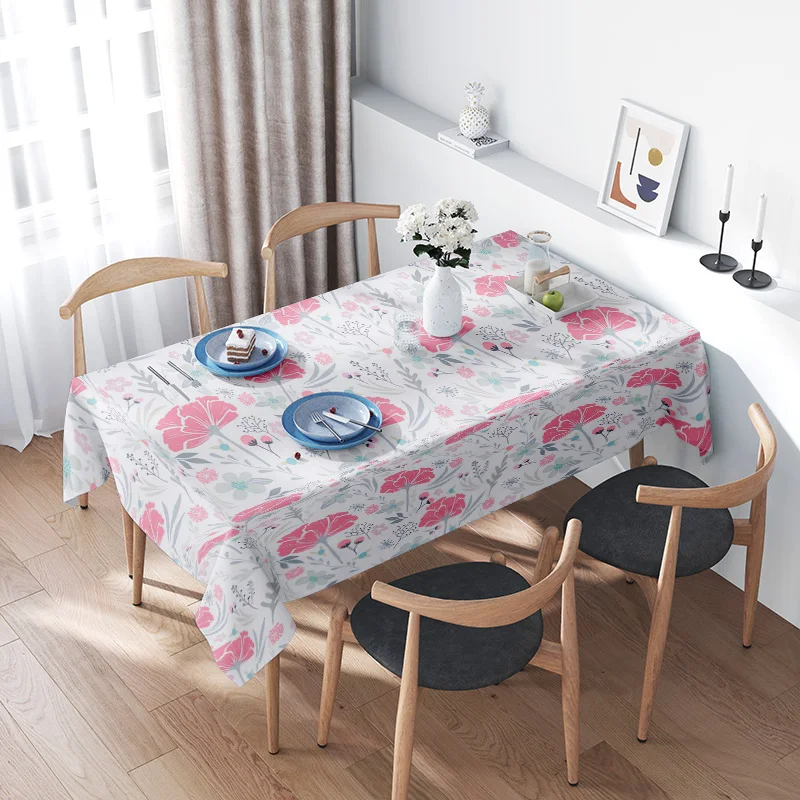 

Floral Tablecloth Vintage Blue Washable Table Cover Rustic Farmhouse Kitchen Dining Table Protector Waterproof Design