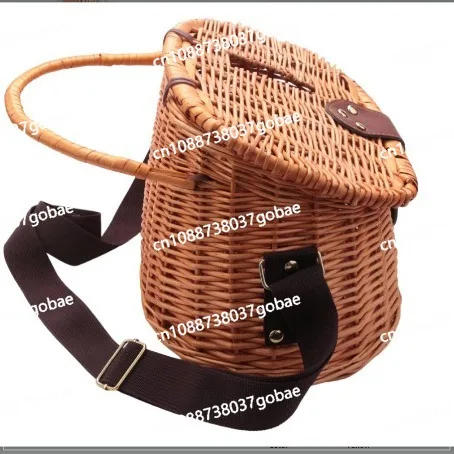 

Hand Rattan Fish Basket, Wooden Fishing Bucket