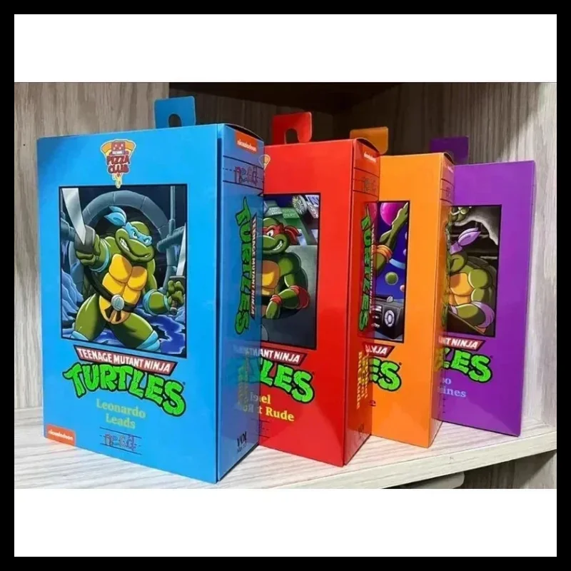 

In Stock Neca Turtles Leonardo Leads Pizza Club Anime Action Figure Statue Model Doll Kid Toy Gifts