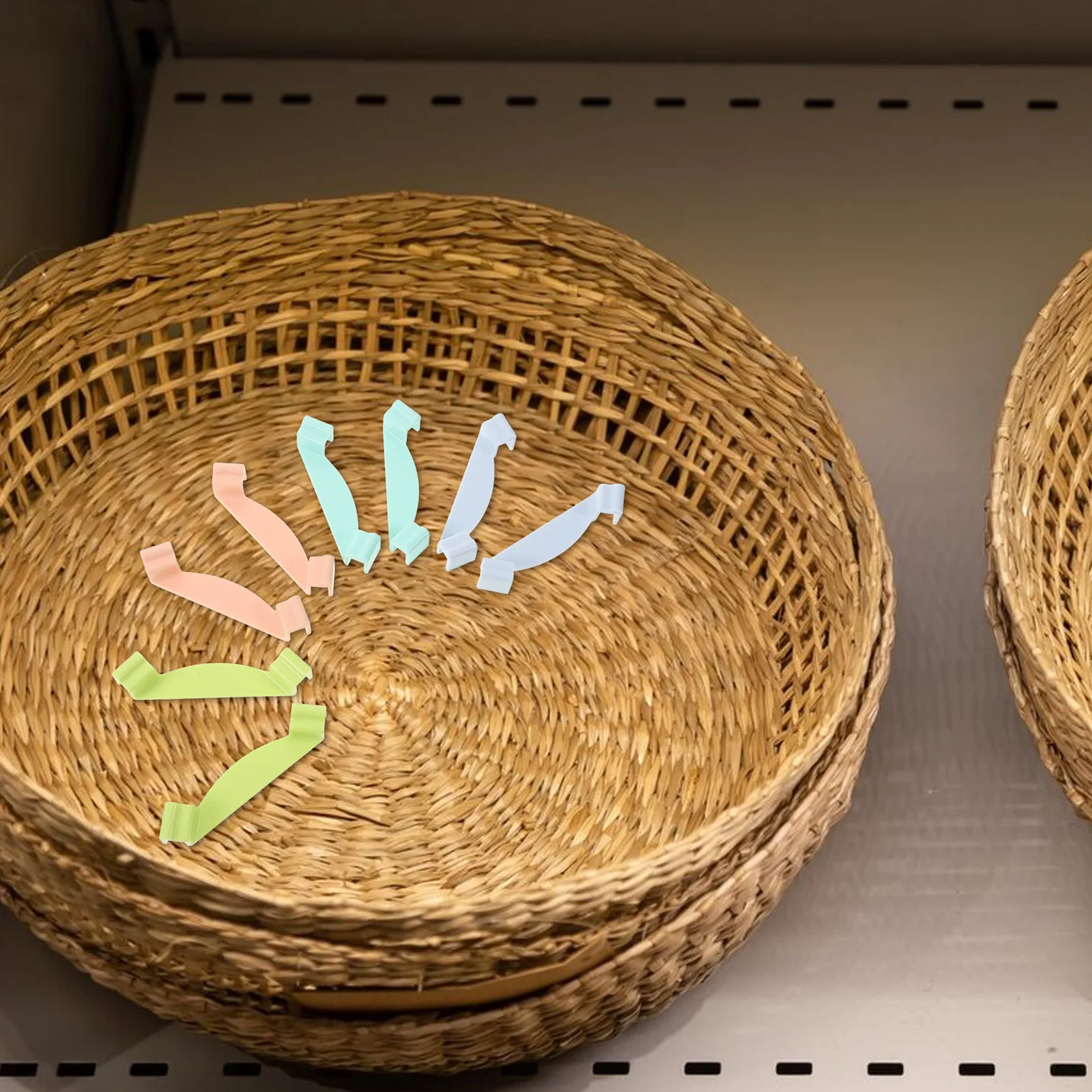 

8 pcs Storage Basket Stacker Clips Multifunctional Space Saving Bin Connectors For Closet Pantry Shelf Plastic Storage Container