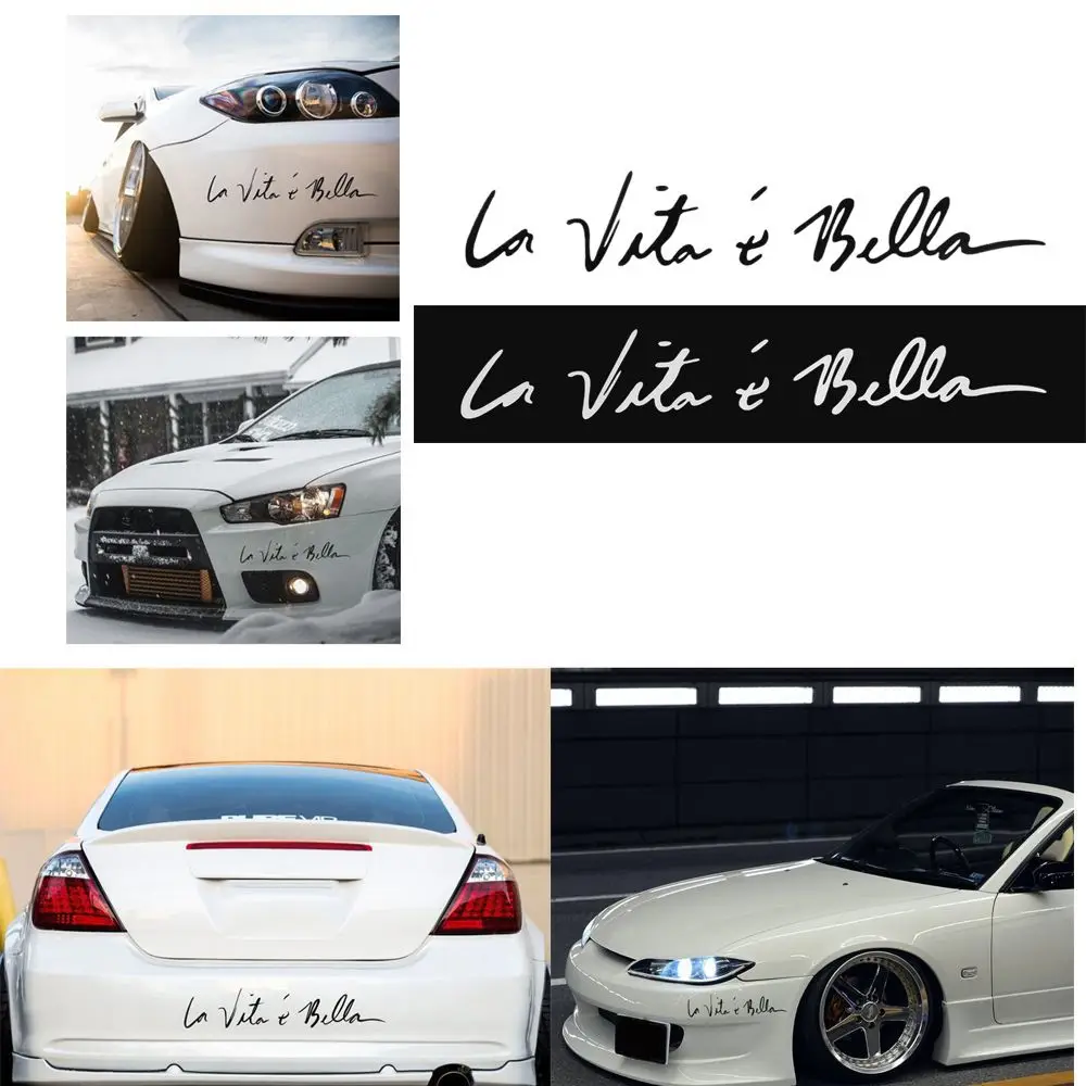Nueva decoración divertida de vinilo para coche con la frase 'La Vida E Bella', calcomanía para vehículo